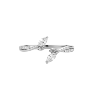 DEF Color VS VVS Clarity 14K Solid Gold Round Marquise Cut Open Cuff Leaf Designer Lab Diamond <b>Ring</b> <b>Adjustable</b> Wedding Band <b>Ring</b> - Product Image 3