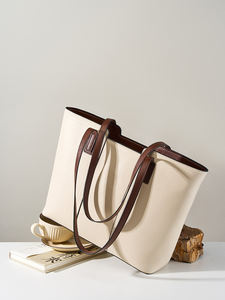 Bolso Tote de Cuero Genuino para Mujer, Gran Capacidad, Bolso de Hombro con Cierre de Cremallera, Bolso de Moda para Viajes Diarios - Product Image 3
