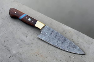 Custom OEM DIY Hand-Made Modern Damascus 13-inch Fixed Blade Utility <b>Kitchen</b> Chef <b>Knife</b> Bevel Edge Razor <b>Sharp</b> Blade Wood Handle - Product Image 3