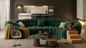 Divano Modulare Curvo Personalizzato con Cuccia per Animali, Arredamento di Lusso per Animali Domestici, Regalo, Divano Moderno per Soggiorno, Design OEM - Product Image 4