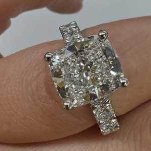 14K Gold Cushion Cut Engagement <b>Ring</b> Prong Halo Set IGI CVD HPHT Lab Grown Diamond Eternity Accent Bridal Band Women Wholesale - Product Image 6