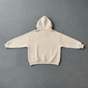Sudadera con Capucha Crema para Mujer al por Mayor, Color Sólido, Manga Larga, Informal, para Otoño, Tejida, 100% Algodón, Transpirable, de Corte Corto - Product Image 5