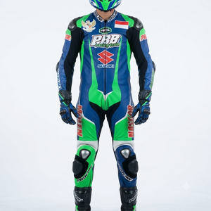 Combinaison de course premium Zuzuki pour homme, 1 pièce, en cuir de vache véritable/cuir de kangourou, style MotoCP, combinaison de course sur circuit, niveau de protection 2 - Product Image 1