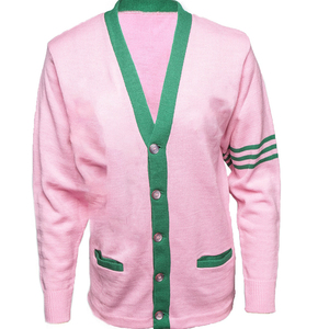 B2B Créez vos propres logos sur des cardigans roses à col en V avec manches longues, des pulls décontractés unisexes en tricot avec poches et boutons - Product Image 1
