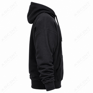 Sweat à capuche ample en coton épais avec poche kangourou et cordon de serrage, avec patch appliqué personnalisé, vente en gros - Product Image 2