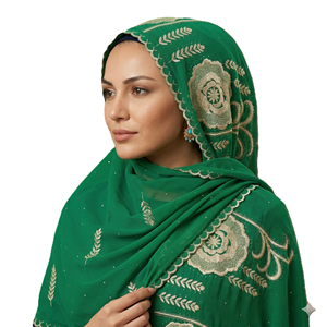 Pañuelo Hijab Largo de Poliéster Chifón para Verano al por Mayor para Mujer, con Diseño Floral y Pedrería, Suave, Ligero, Transpirable, para Exteriores, con Logotipo Personalizado OEM - Product Image 1