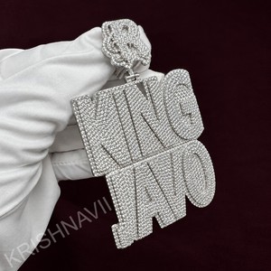 Grand pendentif personnalisé en argent sterling 925 plaqué or avec moissanite taille brillant, collier hip-hop personnalisé, cadeau bijou - Product Image 3