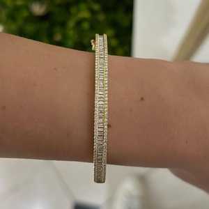 Lab Grown Diamond Bangles Stacking Minimalist Hinged <b>Cuff</b> <b>Bracelets</b> Wholesale 14k 18k Solid Gold Baguette Round Cut Manufacturer - Product Image 6