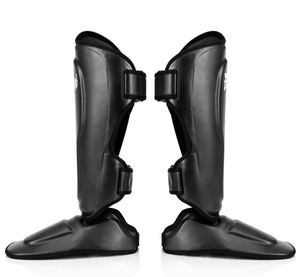 For <b>Shin</b> <b>Guards</b> Black Cowhide Leather EVA Lightweight Muay Thai <b>MMA</b> Protective Gear - Product Image 5