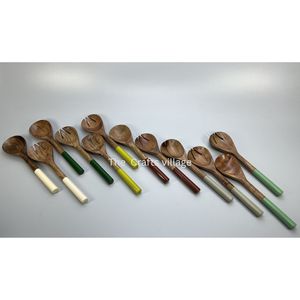 Durable Wooden Salad Server <b>Set</b> Spoon Fork <b>Grey</b> Handle Natural Finish Kitchen Serving Utensils <b>Dining</b> Tools - Product Image 6