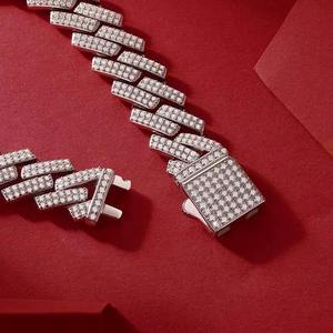 Pulsera de Cadena Geométrica de Plata 925 de Lujo con Diamantes Redondos de Corte Brillante en Canal, Unisex, para Uso Diario - Product Image 2