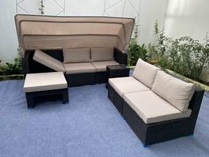 SF00007 Pham Gia Meubles d'extérieur modernes prestigieux en rotin avec structure en acier, verre trempé, coussin en polyester, canapé de jardin une place - Product Image 6