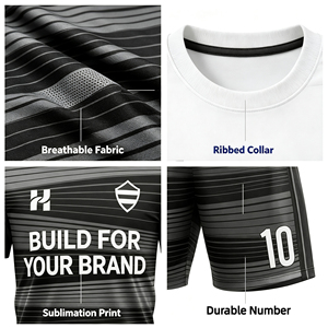 Custom Logo Men's Soccer Uniform Set Low MOQ Quick Dry Breathable <b>V</b>-Neck Adjustable Strap Polyester Jersey Shorts Training Kit - Product Image 6