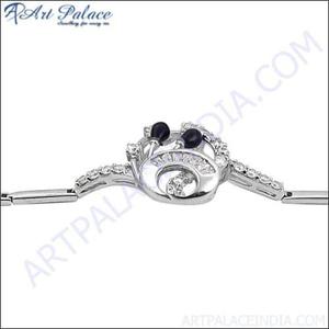 Trendy Black Onyx & Cubic Zirconia <b>Gemstone</b> Silver <b>Bracelet</b>. Cz <b>Bracelet</b> Fantastic Cz <b>Bracelet</b> - Product Image 1