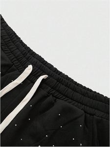 Pantalones Deportivos Holgados para Hombre, Estilo Y2K, con Pedrería Brillante, Cintura Elástica con Cordón, Pierna Ancha, Estilo Urbano - Product Image 4