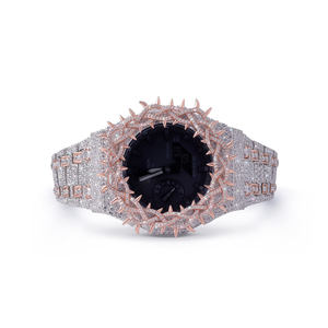Superbe montre de luxe en acier inoxydable, style demi-trône, entièrement sertie de diamants, collection premium DOPE JEWELLS - Product Image 1