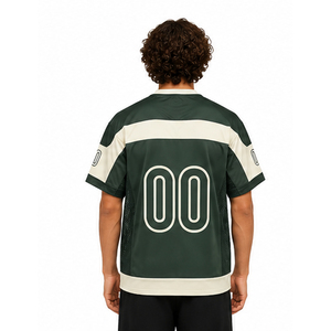 เสื้อเจอร์ซีย์อเมริกันฟุตบอลสีดำขาวสำหรับผู้ชาย ไซส์ใหญ่พิเศษ ผ้าตาข่าย พิมพ์ลายดาว ตัวเสื้อโอเวอร์ไซส์ สตรีทแวร์ คอวี เสื้อกีฬาฤดูร้อน - Product Image 6