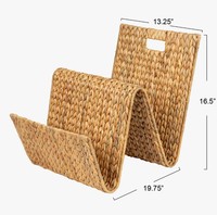 Porte-revues et organiseur de fichiers en jacinthe d'eau tressée à la main avec poignée pour le rangement de bureau à domicile, fabriqué au Vietnam