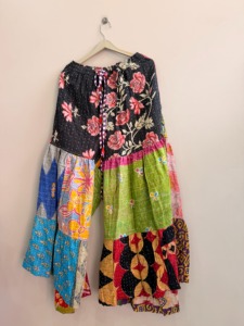 Bohemian Patchwork Harem Pants Women's Wide Leg Ankle-Length Drawstring Floral Print Loose Fit <b>Summer</b> <b>Trousers</b> - Product Image 2