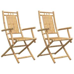 Juego de 2 Sillas Plegables Medianas de Bambú Natural para Jardín, Muebles de Exterior Duraderos y Versátiles - Product Image 2