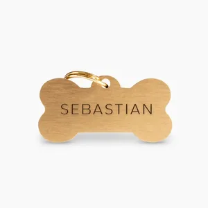 Bold Blossom BB270702 Metal <b>Dog</b> Identification <b>Tag</b> Laser Engraved Bone Shaped Paw Print Pattern <b>Dog</b> Collar ID <b>Tag</b> Wholesale - Product Image 3