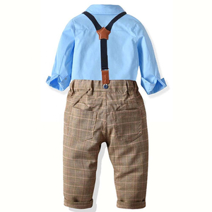 Ensembles de vêtements de style costume unisexe pour enfants, chemise, salopette, uniforme scolaire primaire, costume, robe, 100% polyester - Product Image 2