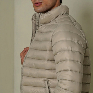 Chaqueta Acolchada para Hombre, Cuello Alto, Cierre de Cremallera, Forro Polar, Resistente al Viento, Color Sólido, Informal de Invierno, Gruesa, con Relleno de Poliéster - Product Image 4