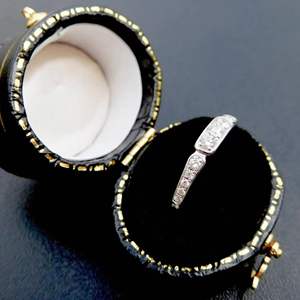 Anillo de Boda Vintage Art Deco con Diamantes y Moissanita, Anillo de Compromiso Apilable para Mujer en Oro Rosa - Product Image 2