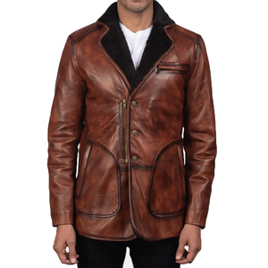 Manteau en cuir élégant à col en fourrure, best-seller de l'hiver, fournisseur ODM, nouvelle arrivée, manteau en cuir - Product Image 1