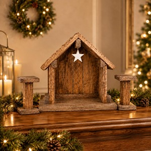 Pine <b>Wood</b> <b>Nativity</b> Scene Ornaments Wholesale | Handcrafted Religious Figurines <b>Set</b> - Product Image 3