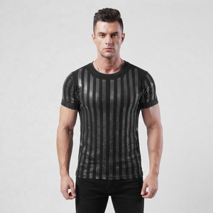 Camisas de Hombre Personalizadas al por Mayor, Manga Corta, con Pedrería, de la Mejor Calidad, Diseño Personalizado - Product Image 1