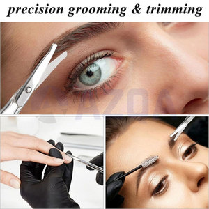 Juego de tijeras de aseo de acero inoxidable con cuchillas curvas y puntas redondeadas para el cuidado de cejas, vello de la nariz y cutículas - Product Image 6