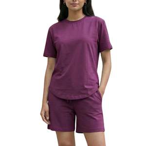 Ensemble de sport décontracté 2 pièces pour femme, t-shirt respirant et short, logo personnalisé, tenue de sport d'été - Product Image 3