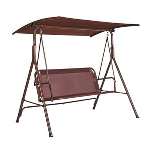 3-Person Teslin Fabric Alloy Steel Patio <b>Swing</b> Chair with Adjustable Canopy and Porch <b>Swing</b> Armrests for Outdoor Patios - Product Image 1