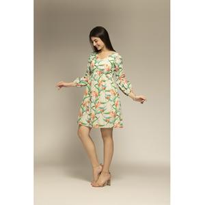 Vestido Mini Estampado de Jardín con Corte Evase, Tela Suave, para Uso Diario Informal, Cómodo, al Mejor Precio, Directo de Fábrica - Product Image 1