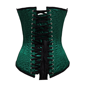 Vintage Emerald Green Brocade Women Corset Set Jacquard Bustier Top Strapless Sweetheart Neckline Women Core Set Green Jacquard - Product Image 5