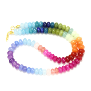 Hermoso collar de cuentas redondas lisas de cuarzo de colores mixtos, collar de piedras preciosas lisas de cuarzo multicolor brillante, regalo para ella. - Product Image 4