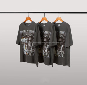 Mustard Day Regular Fit <b>Men's</b> T-<b>Shirt</b> Short Sleeve O-Neck Street Style Front <b>Skulls</b> Print Jersey Cotton - Product Image 3