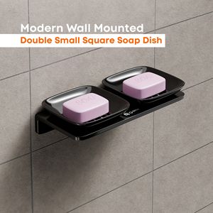 Support mural rotatif double pour savonnettes carrées, pivotant à 360 degrés, avec plateaux auto-drainants pour salle de bain - Product Image 2