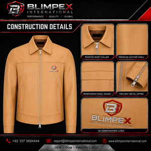 Chaqueta de cuero unisex OEM de alta calidad, personalizable en color, con cuello puntiagudo, cremallera bidireccional, estilo casual y moderno, con bolsillos con ribete, Blimpex. - Product Image 1