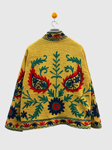 Veste à col mandarin brodée à la main avec des motifs floraux, manches longues, taille plus, en coton, pour femmes, style bohème chic, vêtements de printemps - Product Image 3