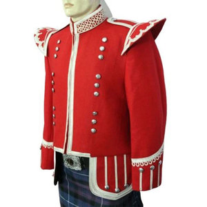 Scottish Red Doublet Kilt <b>Jacket</b> - Wholesale Piper Drummer <b>Silver</b> Braided <b>Jacket</b> Hot Sell 2026 - Product Image 2
