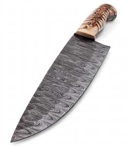 Couteau de chef artisanal en acier Damas de 8 pouces avec manche hybride en os de chameau et mosaïque de bois - Product Image 6