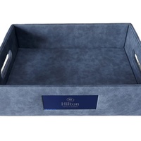 Plateau de service en cuir PU TCM avec boîte à mouchoirs, porte-menus et porte-documents, certifié ISO, logo personnalisé pour restaurants et hôtels