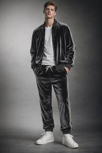 Ensemble de survêtement en velours pour homme avec bandes latérales - Product Image 4