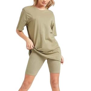 Ensemble short OEM décontracté col rond de haute qualité, 2 pièces, t-shirt et short pour femme, tenue décontractée, prix raisonnable OEM - Product Image 4