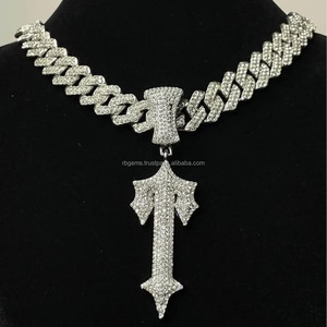 Pendentif Hip Hop RB Gems, croix personnalisée, argent 925, bijoux HipHop Rock Rapper, pendentif en diamant Moissanite VVS pour hommes - Product Image 1