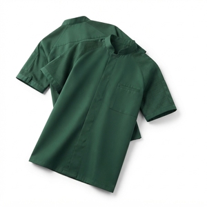 Unisex <b>Short</b> <b>Sleeve</b> Chef <b>Jacket</b> Cotton Polyester Blend Button Closure Custom Logo Digital Printing Restaurant Bar Uniform Wholes - Product Image 4