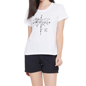 ชุดเสื้อยืดและกางเกงขาสั้นแฟชั่นฤดูร้อนแบบใหม่สั่งทำพิเศษสำหรับผู้หญิง - Product Image 1