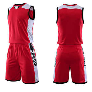 Ensemble de maillot de basket-ball rouge et blanc pour hommes, sans manches, uniforme à séchage rapide, taille adulte, vêtements de sport respirants en polyester - Product Image 1